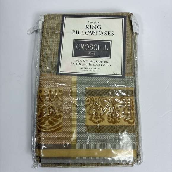 Croscill Other - Vintage Croscill Home King Pillow Cases Venezia Set of 2 Gold Tan 310 Thread NEW
